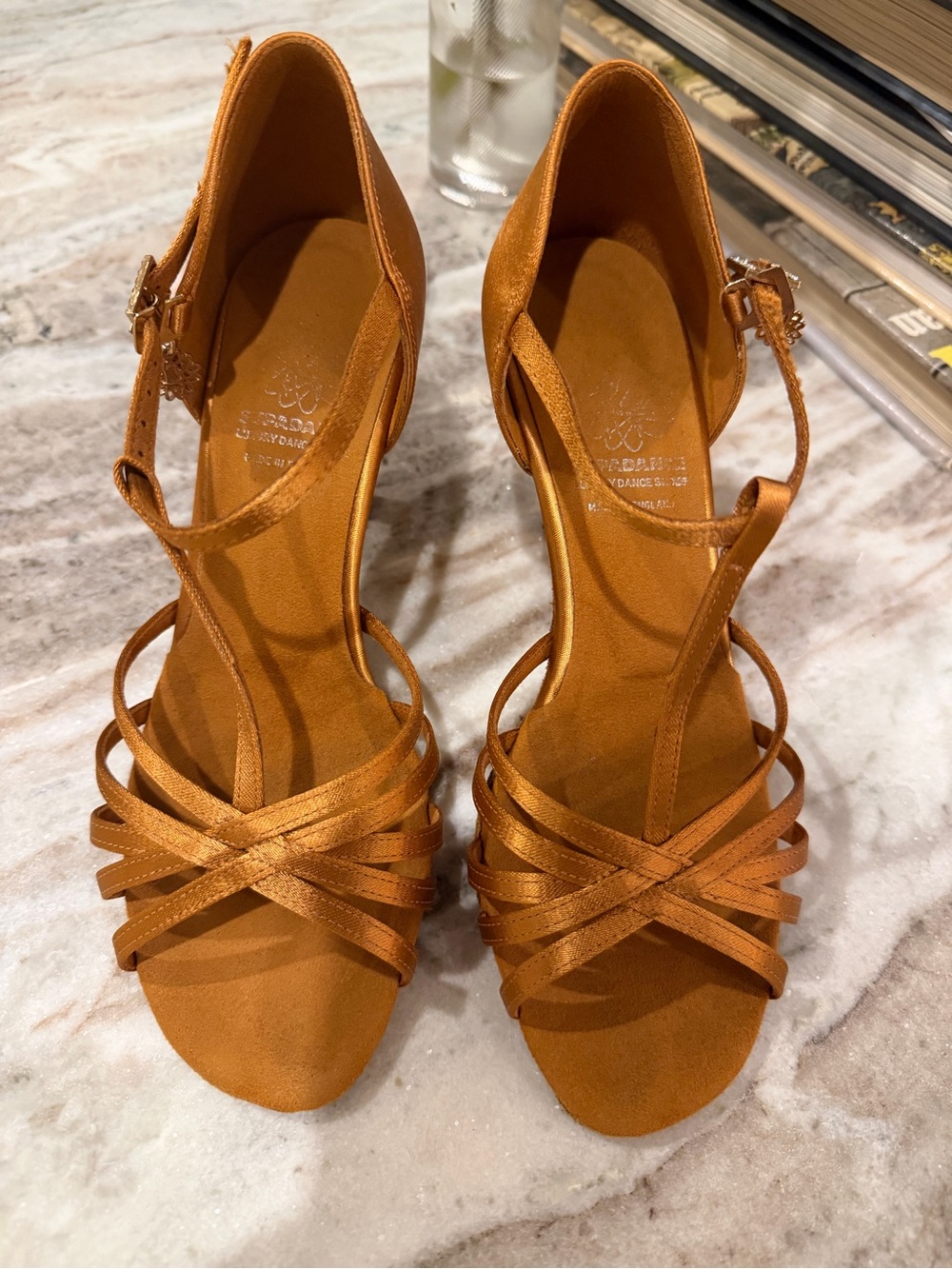 Supadance Copper Satin Strappy Dance Heels - Women's